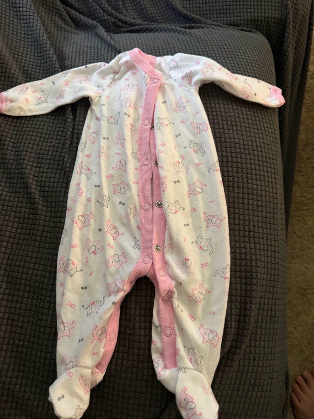 Pink & White Baby Footed One-Piece - Soft Snap Front Sleeper